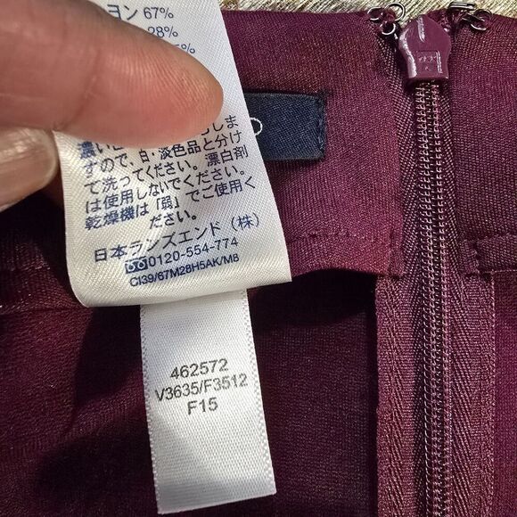 Lands End Knee Length Stretchy Board Skirt Sz 6 Burgundy Wine‎ Red Front Pockets - Picture 5 of 9